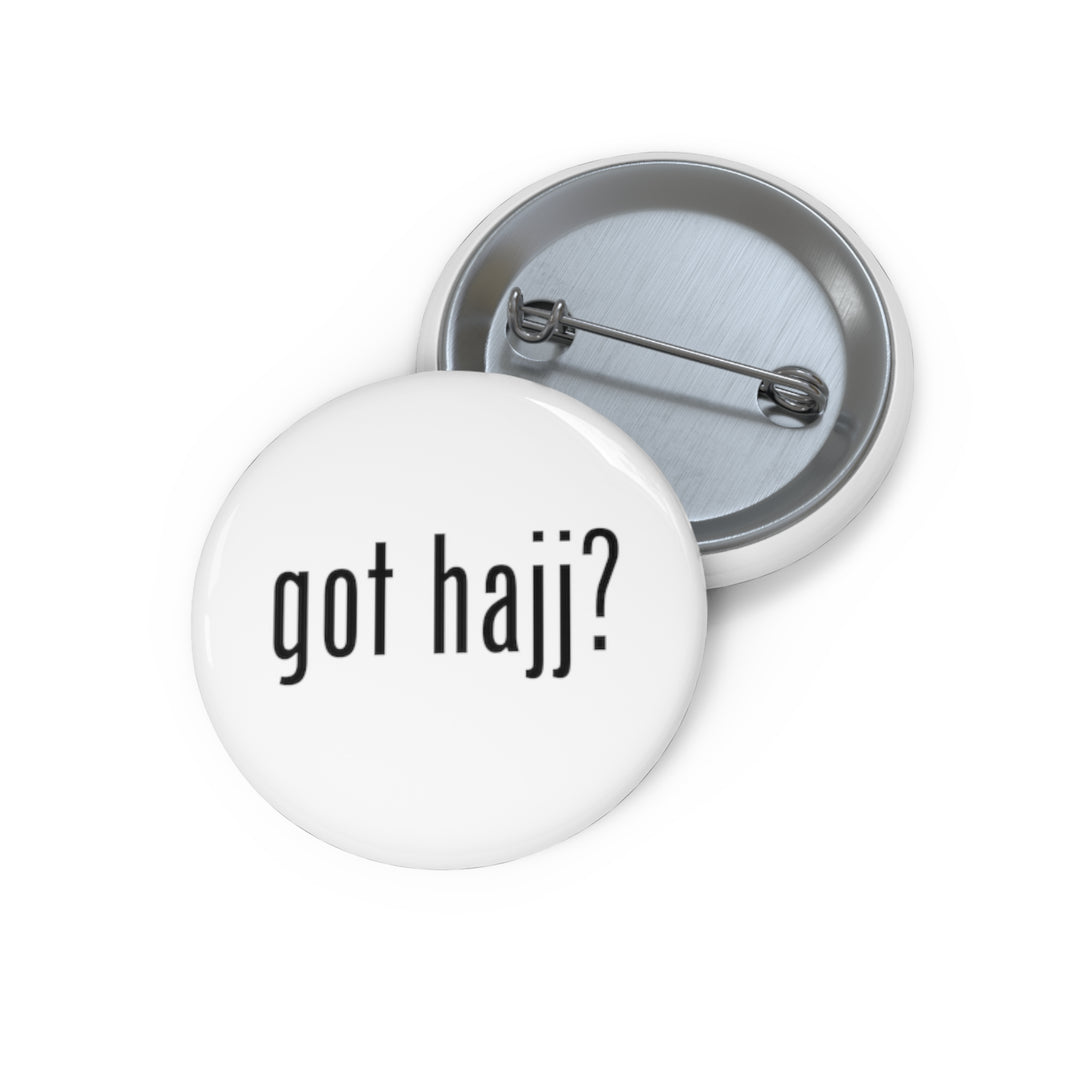 White Got Hajj  Button Pin