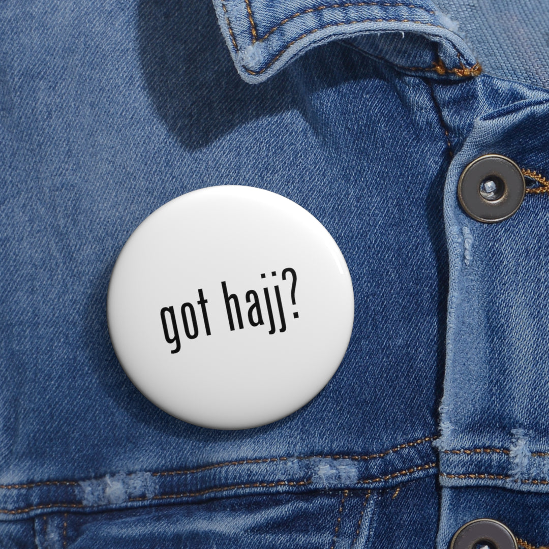 White Got Hajj  Button Pin