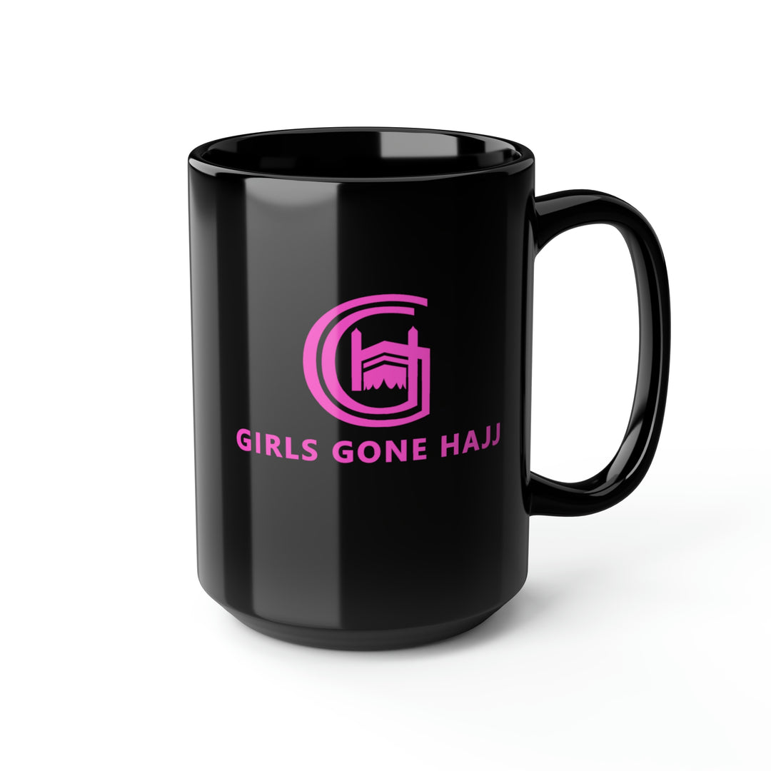 Pretty in Pink Black Ceramic Mug, 15 oz