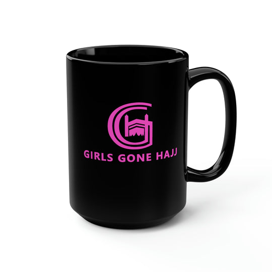 Pretty in Pink Black Ceramic Mug, 15 oz